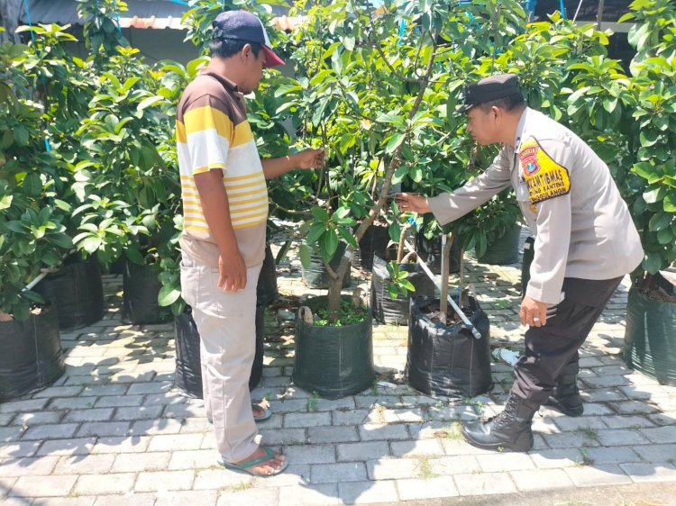 Polresta Sidoarjo | Polsek Tanggulangin Tinjau Ketahanan Pangan Lewat Patroli Sambang Desa