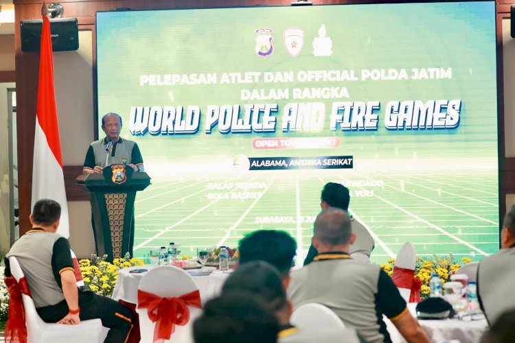 Kapolda Jatim Lepas 24 Personel Ikuti Kejuaraan Internasional World Police And Fire Games Open Tournament di Amerika Serikat